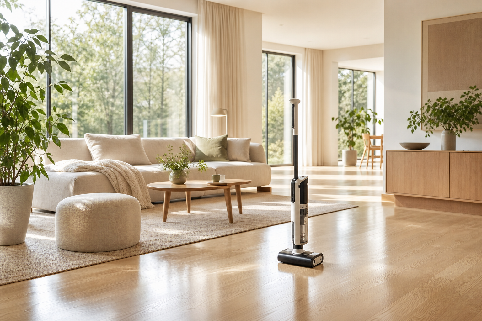 Intérieur lumineux avec un sol impeccable entretenu par AËRA